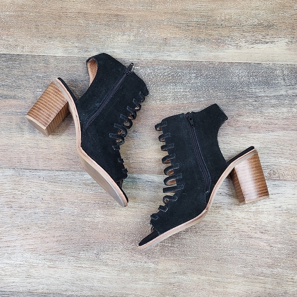 Jeffrey Campbell Handmade Ibiza Last Block Heeled Sandel With Side Zip Size 7.5